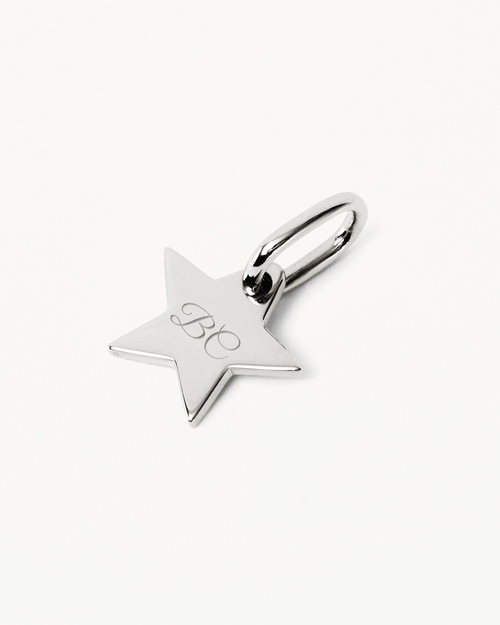 White Gold Vermeil Engravable Star Pendant