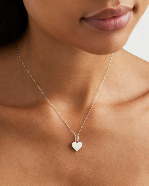 White Gold Vermeil Engravable Heart Pendant