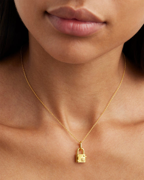 Yellow Gold Vermeil Promise of Us Lotus Padlock Pendant