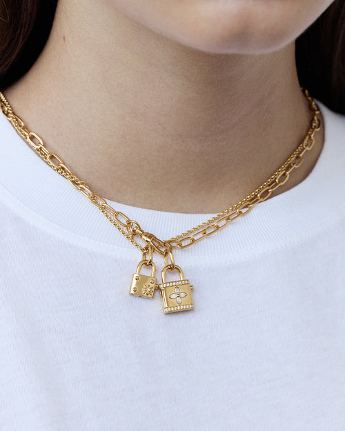 Yellow Gold Vermeil Promise of Us Lotus Padlock Pendant