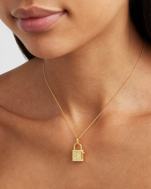 Yellow Gold Vermeil Bloom With You Lotus Padlock Pendant