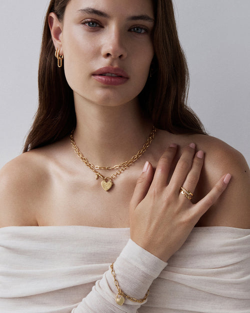 Yellow Gold Vermeil Connected Hearts Padlock Pendant