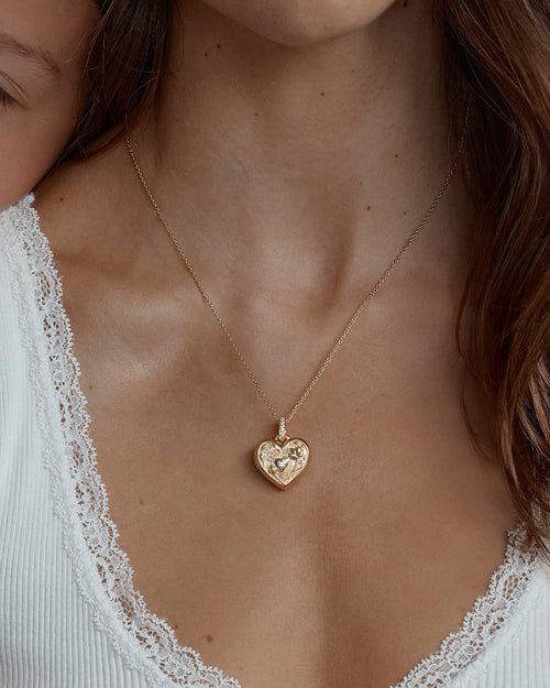 Yellow Gold Vermeil Blooming Together Large Heart Locket Pendant