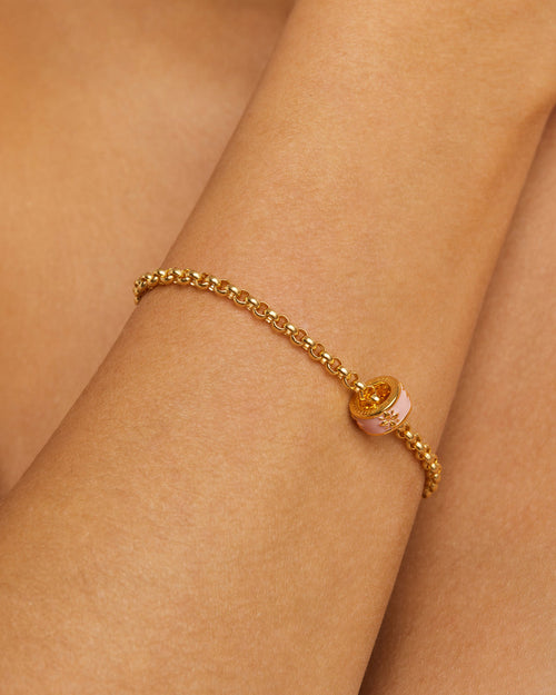 Yellow Gold Vermeil Born to Bloom Enamel Petal - Rose Quartz