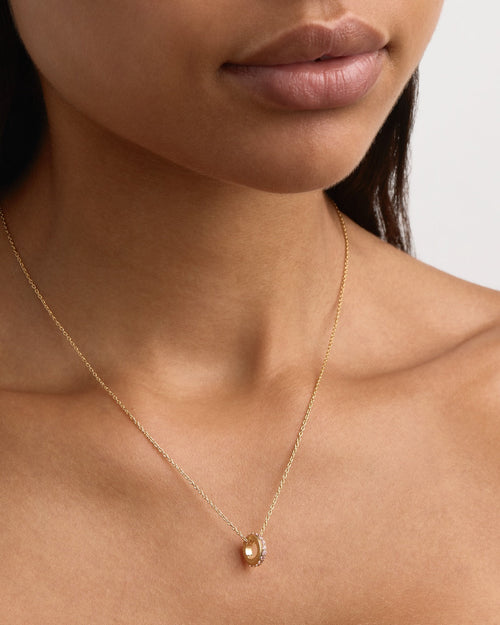 Yellow Gold Vermeil Pink Crystal Halo Petal Charm