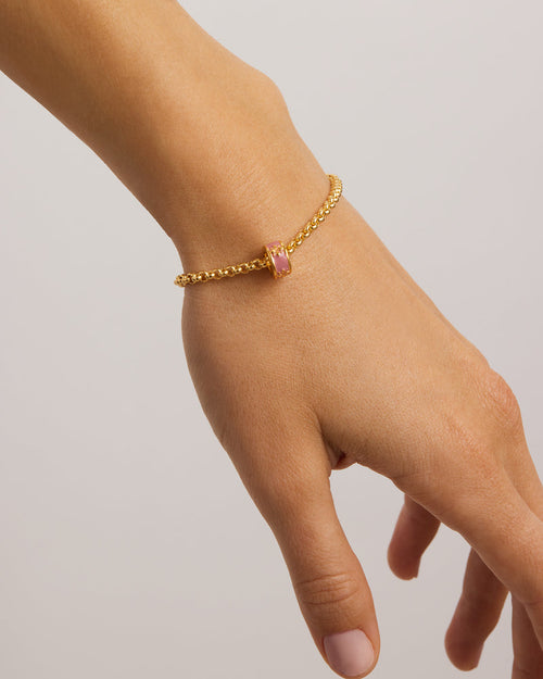 Yellow Gold Vermeil Born to Bloom Enamel Petal - Pink Clay