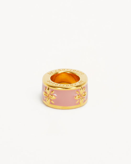 Yellow Gold Vermeil Born to Bloom Enamel Petal - Pink Clay