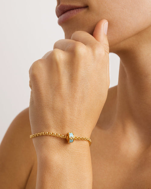 Yellow Gold Vermeil Born to Bloom Enamel Petal - Cloud Blue