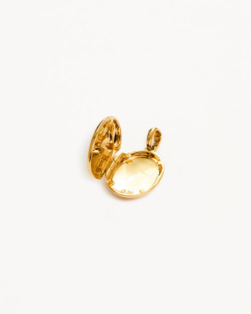 Yellow Gold Vermeil Rounded Lotus Locket Pendant