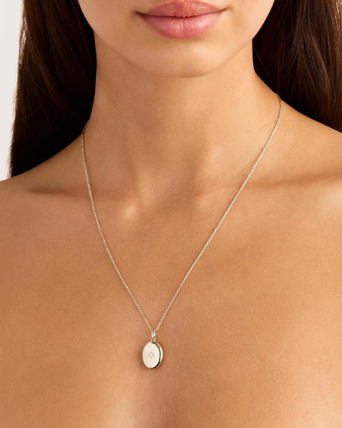 White Gold Vermeil Rounded Lotus Locket Pendant