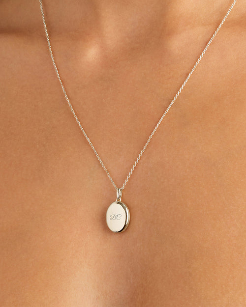 White Gold Vermeil Rounded Lotus Locket Pendant