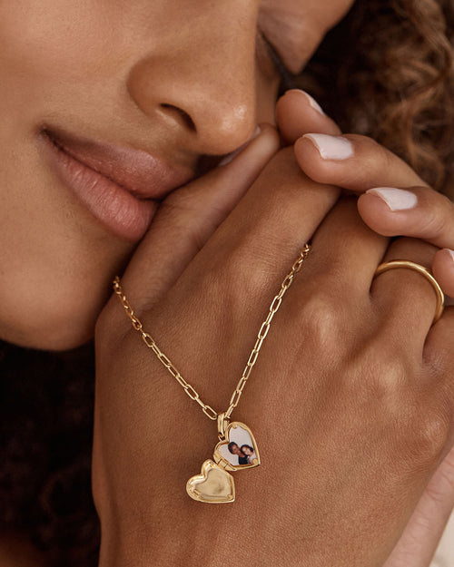 Yellow Gold Vermeil Heart Lotus Locket Pendant