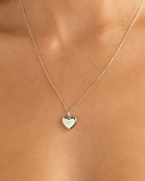 White Gold Vermeil Heart Lotus Locket Pendant