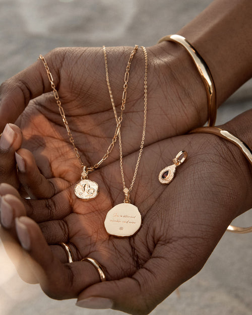 Yellow Gold Vermeil With Love Birthstone Annex Link Pendant - January