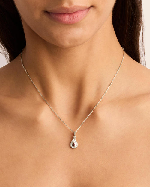 White Gold Vermeil With Love Birthstone Annex Link Pendant - January