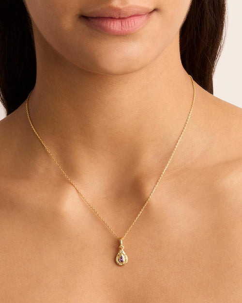 Yellow Gold Vermeil With Love Birthstone Annex Link Pendant - February
