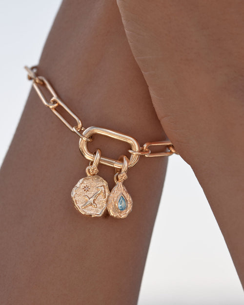 Yellow Gold Vermeil With Love Birthstone Annex Link Pendant - March