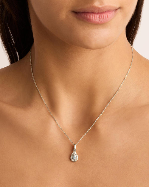 White Gold Vermeil With Love Birthstone Annex Link Pendant - March
