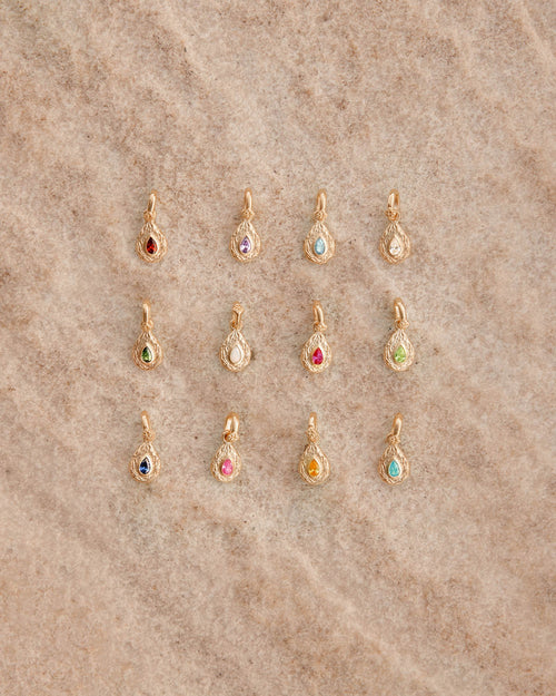 Yellow Gold Vermeil With Love Birthstone Annex Link Pendant - April