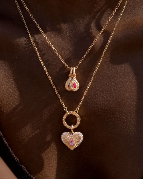 Yellow Gold Vermeil With Love Birthstone Annex Link Pendant - July