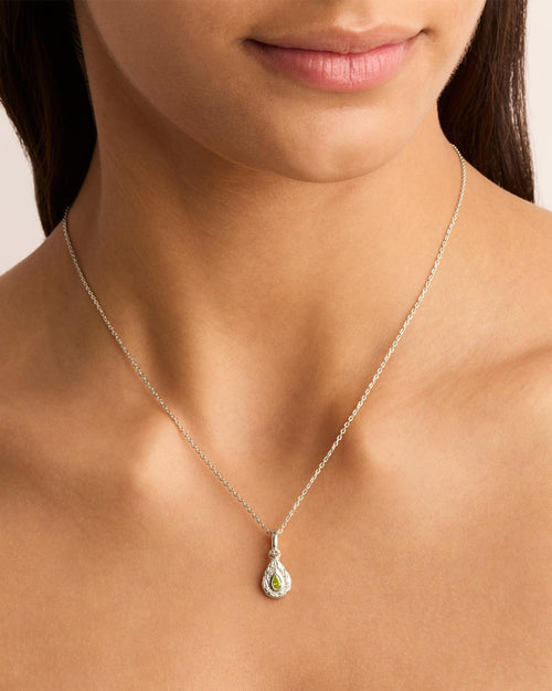 White Gold Vermeil With Love Birthstone Annex Link Pendant - August