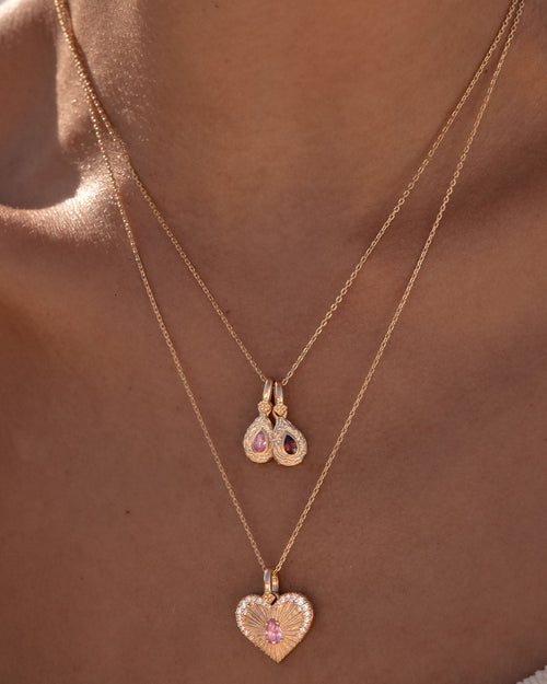 Yellow Gold Vermeil With Love Birthstone Annex Link Pendant - October