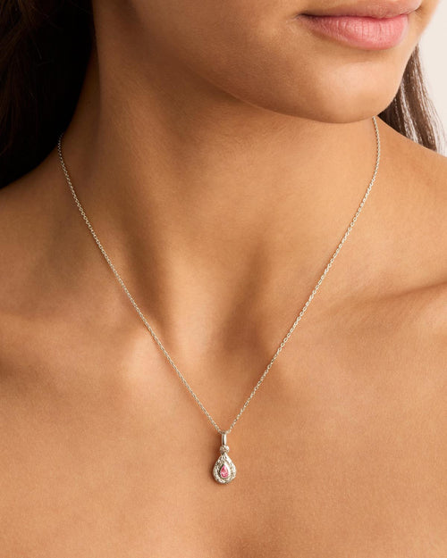 White Gold Vermeil With Love Birthstone Annex Link Pendant - October