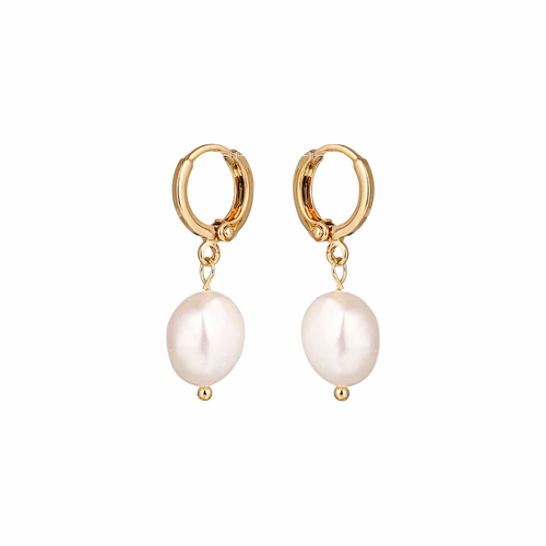 Freshwater Pearl Drop Huggie Earrings