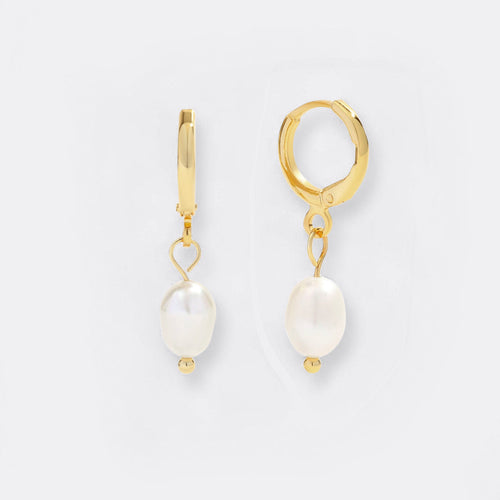 Freshwater Pearl Drop Huggie Earrings