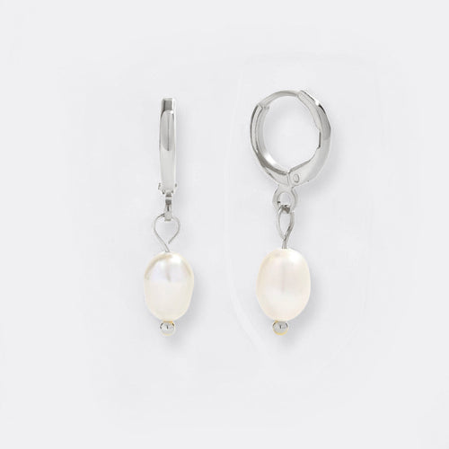 Freshwater Pearl Drop Huggie Earrings