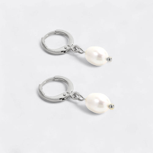 Freshwater Pearl Drop Huggie Earrings