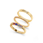 Personalized Name Birthstones Stacking Rings