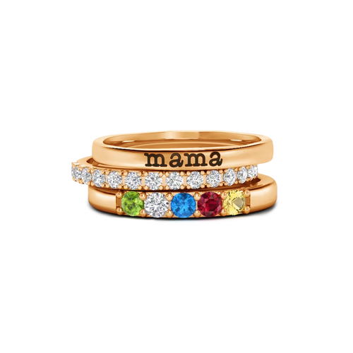 Personalized Name Birthstones Stacking Rings