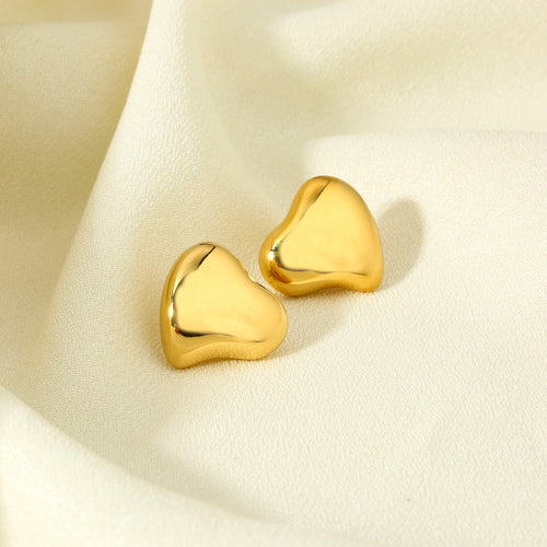 Polished Sculptural Heart Earrings