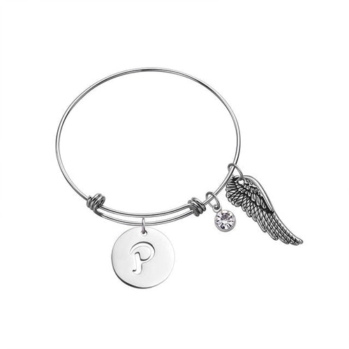 Custom Initial Guardian Angel's Wing Bracelet
