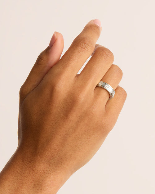 White Gold Vermeil I Am Loved Spinning Meditation Ring