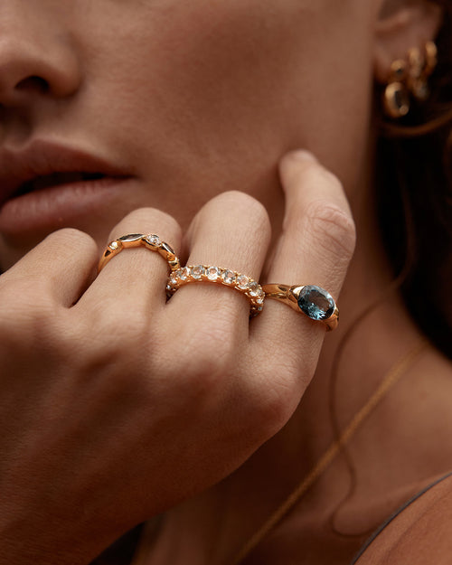 Yellow Gold Vermeil Protection of Eye Topaz Ring