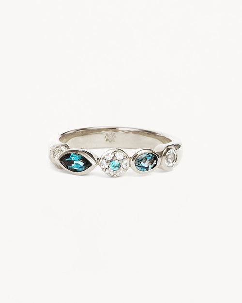 White Gold Vermeil Protection of Eye Topaz Ring