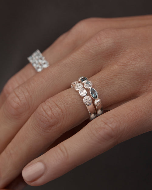 White Gold Vermeil Protection of Eye Topaz Ring