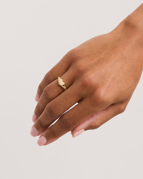 Yellow Gold Vermeil Heart Signet Ring