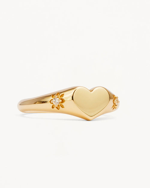 Yellow Gold Vermeil Heart Signet Ring