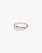 White Gold Vermeil Heart Signet Ring