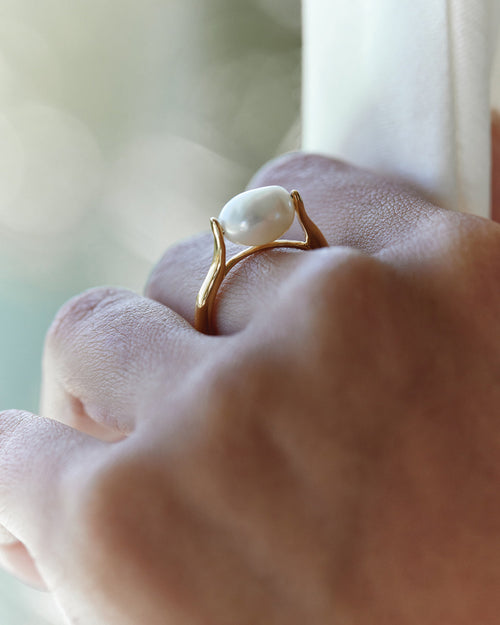 Yellow Gold Vermeil Harmony Pearl Ring