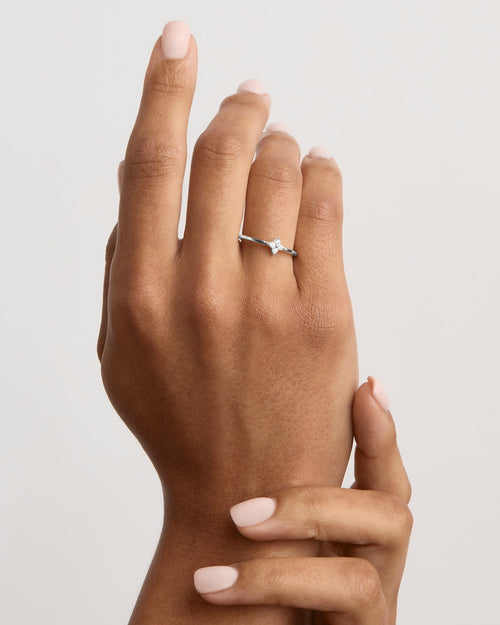 White Gold Vermeil Crystal Bloom Ring