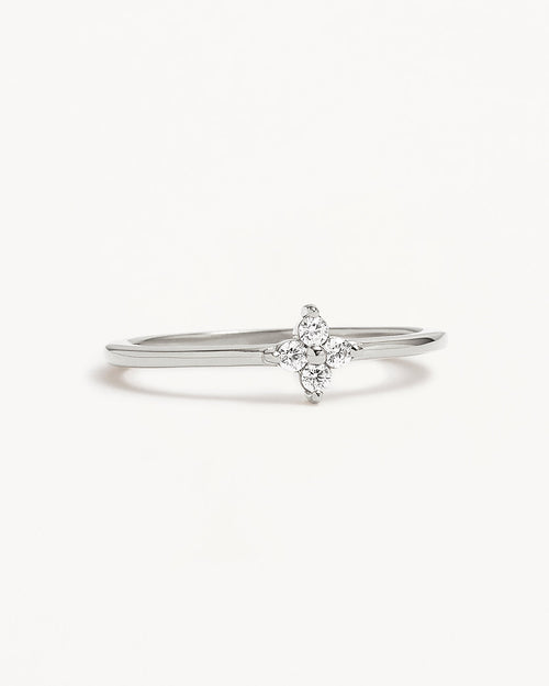 White Gold Vermeil Crystal Bloom Ring