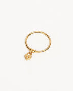 Yellow Gold Vermeil Crystal Lotus Heart Padlock Ring