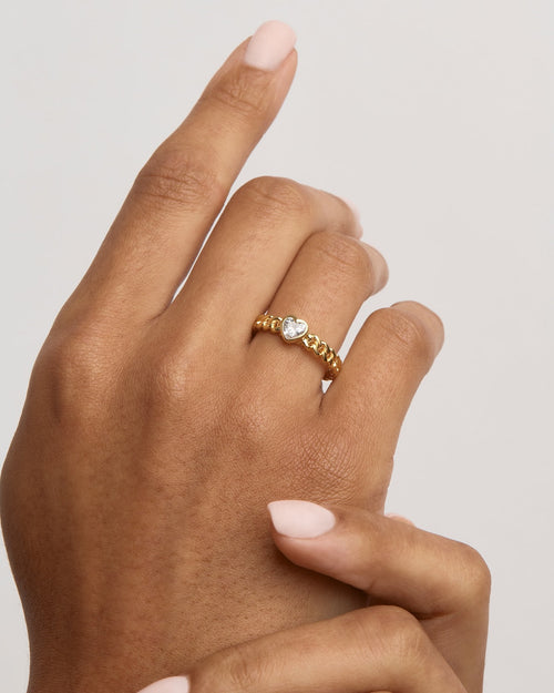 Yellow Gold Vermeil Radiant Heart Engravable Ring