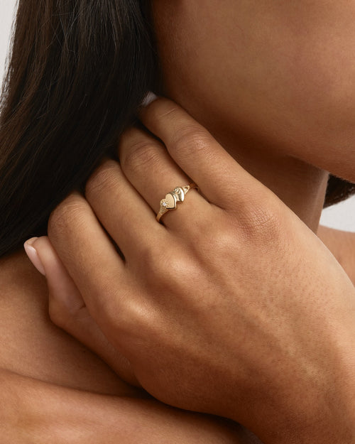 Yellow Gold Vermeil Forever Intertwined Heart Signet Ring