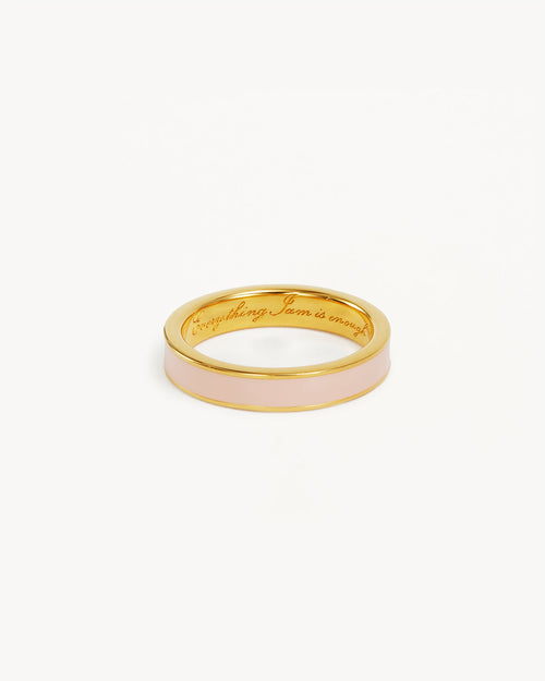 Yellow Gold Vermeil Born to Bloom Enamel Ring - Rose Quartz