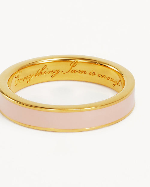 Yellow Gold Vermeil Born to Bloom Enamel Ring - Rose Quartz